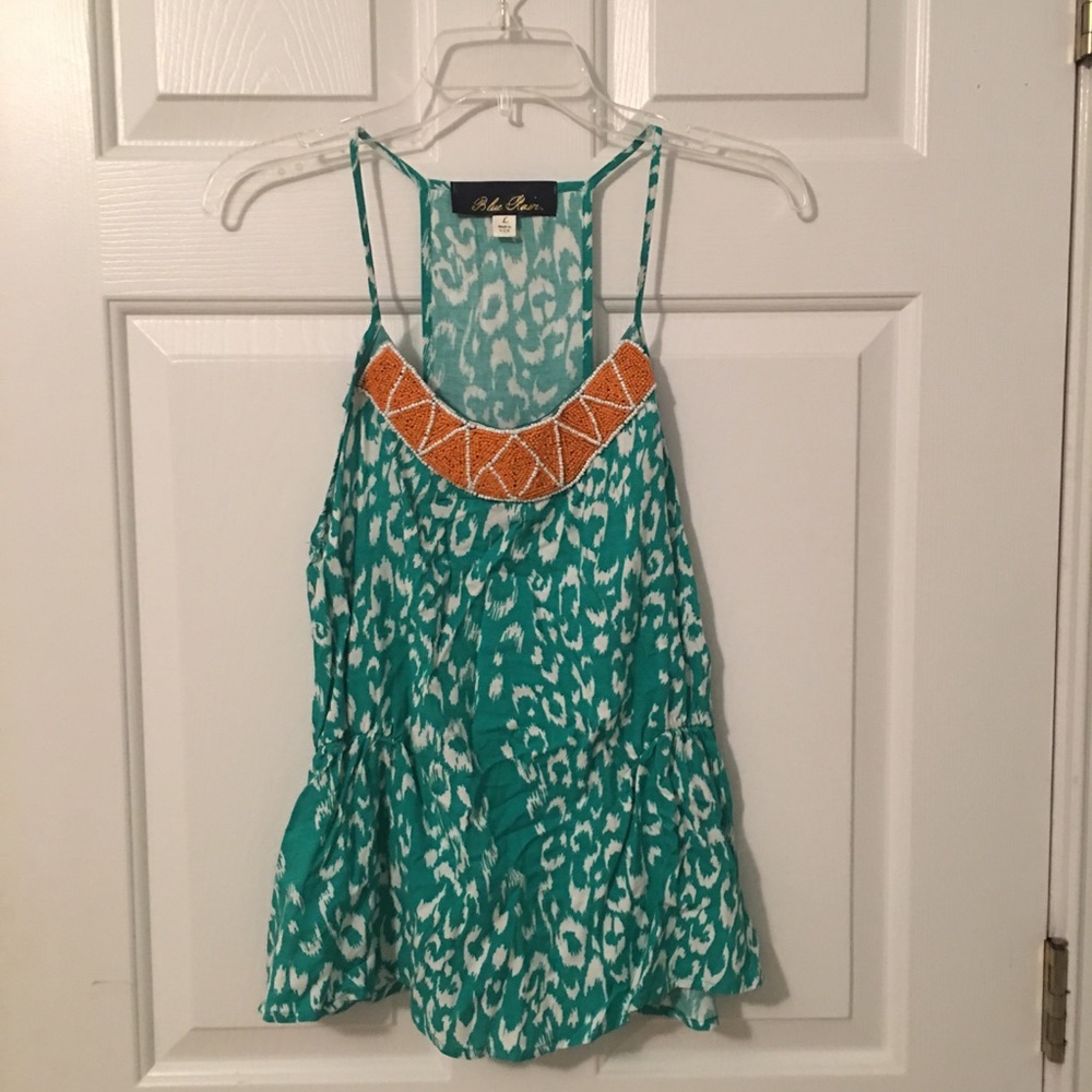  Teal/Orange Bead Blouse- Francesca’s- Size L